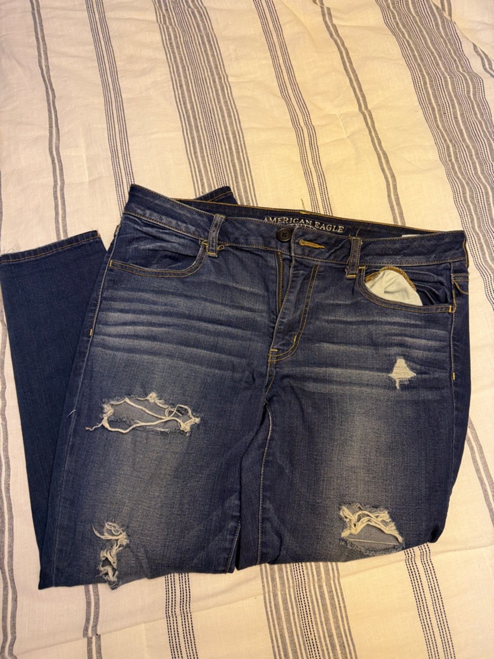 American Eagle Outfitters Indigo Distressed Skinny Jeans